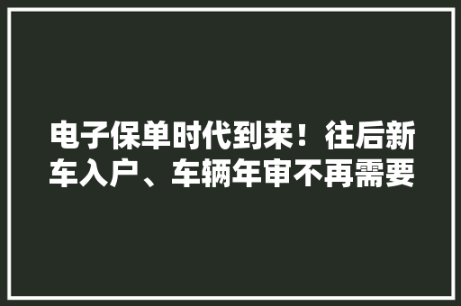 电子保单时代到来！往后新车入户、车辆年审不再需要纸质保单 电子保单时代到来！往后新车入户、车辆年审不再需要纸质保单 智能家居