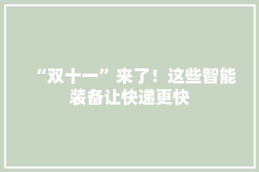 “双十一”来了！这些智能装备让快递更快