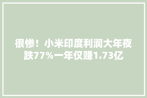 很惨！小米印度利润大年夜跌77%一年仅赚1.73亿