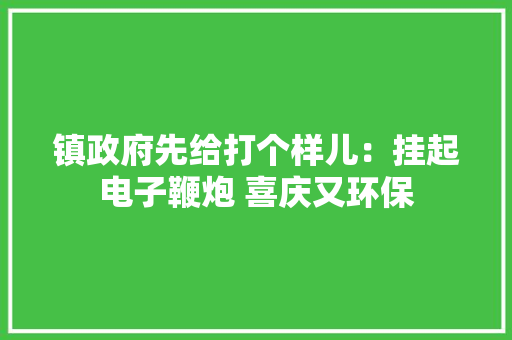 镇政府先给打个样儿：挂起电子鞭炮 喜庆又环保 镇政府先给打个样儿：挂起电子鞭炮 喜庆又环保 智能科技