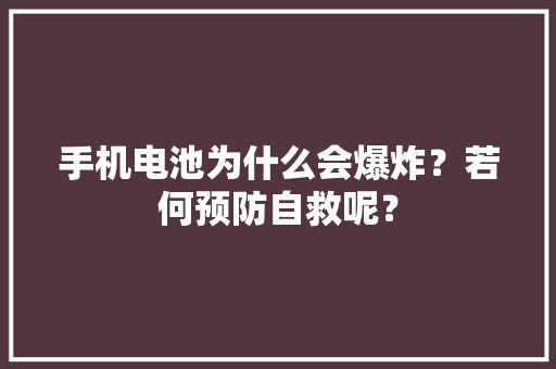 手机电池为什么会爆炸？若何预防自救呢？