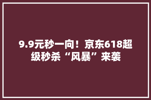 9.9元秒一向！京东618超级秒杀“风暴”来袭