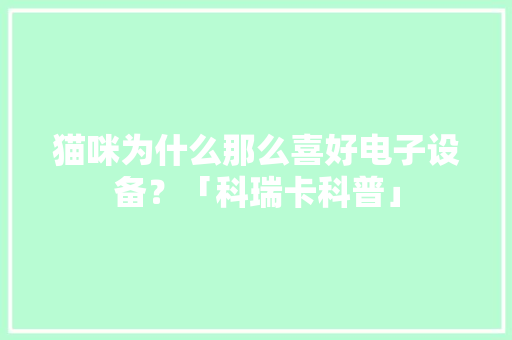 猫咪为什么那么喜好电子设备？「科瑞卡科普」