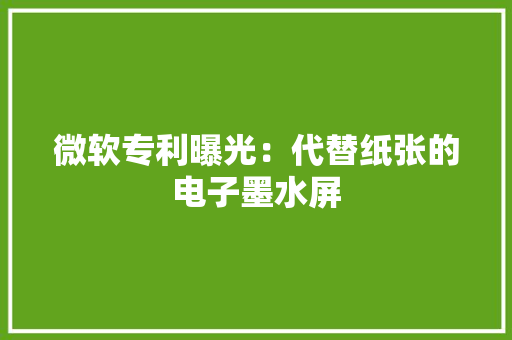 微软专利曝光：代替纸张的电子墨水屏