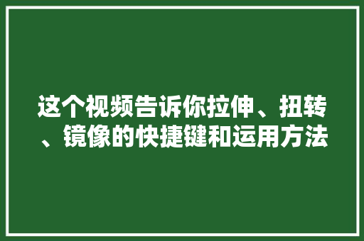 这个视频告诉你拉伸、扭转、镜像的快捷键和运用方法进修