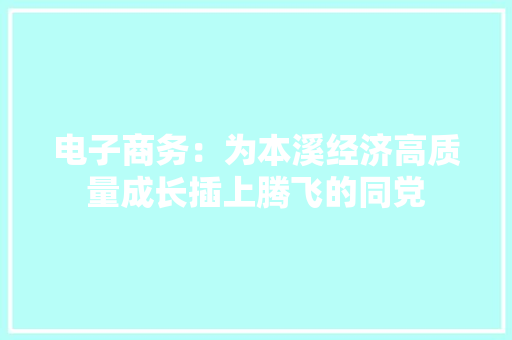 电子商务：为本溪经济高质量成长插上腾飞的同党