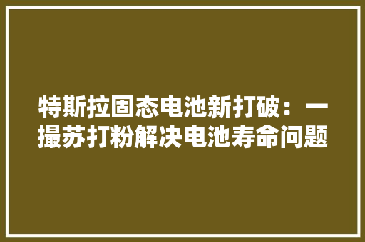特斯拉固态电池新打破：一撮苏打粉解决电池寿命问题