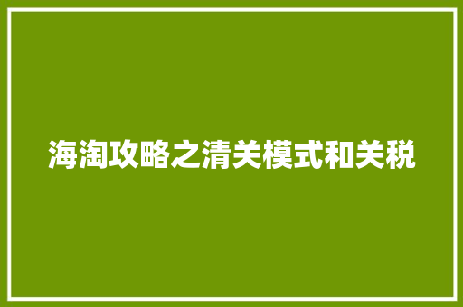 海淘攻略之清关模式和关税 海淘攻略之清关模式和关税 人工智能