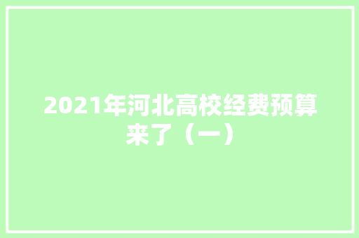2021年河北高校经费预算来了（一） 2021年河北高校经费预算来了（一） 人工智能