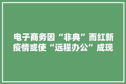 电子商务因“非典”而红新疫情或使“远程办公”成现实