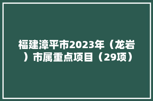 福建漳平市2023年（龙岩）市属重点项目（29项）