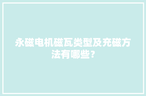 永磁电机磁瓦类型及充磁方法有哪些？