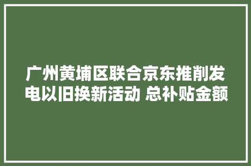 广州黄埔区联合京东推削发电以旧换新活动 总补贴金额2000万元
