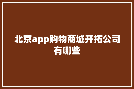 北京app购物商城开拓公司有哪些