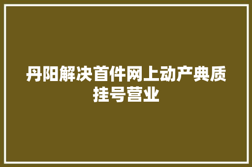 丹阳解决首件网上动产典质挂号营业