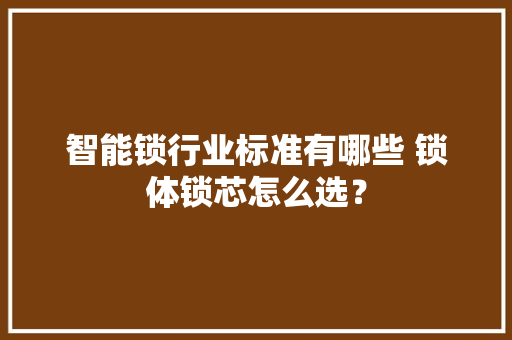 智能锁行业标准有哪些 锁体锁芯怎么选？