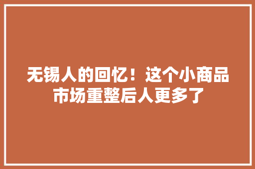 无锡人的回忆！这个小商品市场重整后人更多了 无锡人的回忆！这个小商品市场重整后人更多了 人工智能