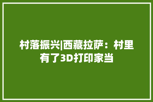 村落振兴|西藏拉萨：村里有了3D打印家当 村落振兴|西藏拉萨：村里有了3D打印家当 智能家居