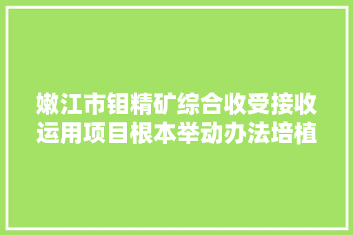 嫩江市钼精矿综合收受接收运用项目根本举动办法培植年内完成 嫩江市钼精矿综合收受接收运用项目根本举动办法培植年内完成 智能家居