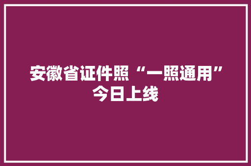 安徽省证件照“一照通用”今日上线 安徽省证件照“一照通用”今日上线 智能家居