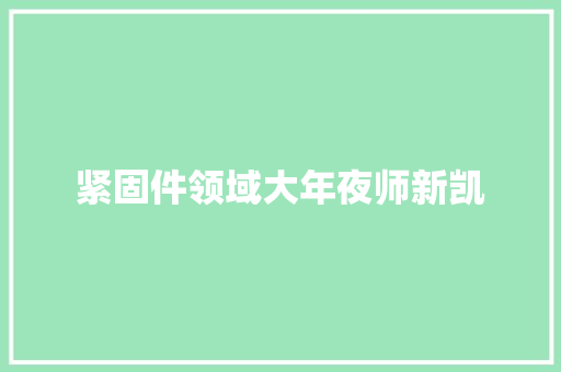 紧固件领域大年夜师新凯