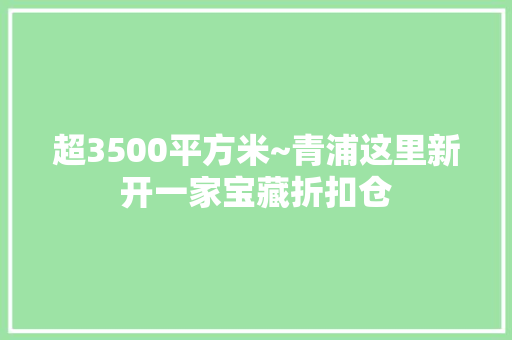 超3500平方米~青浦这里新开一家宝藏折扣仓 超3500平方米~青浦这里新开一家宝藏折扣仓 人工智能