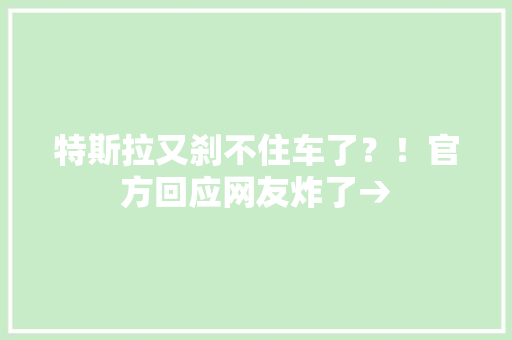 特斯拉又刹不住车了？！官方回应网友炸了→ 特斯拉又刹不住车了？！官方回应网友炸了→ 互联通信