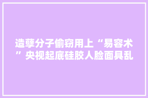 造孽分子偷窃用上“易容术”央视起底硅胶人脸面具乱象 造孽分子偷窃用上“易容术”央视起底硅胶人脸面具乱象 智能科技