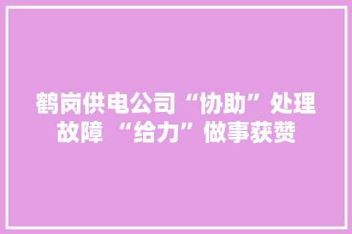 鹤岗供电公司“协助”处理故障 “给力”做事获赞 鹤岗供电公司“协助”处理故障 “给力”做事获赞 人工智能