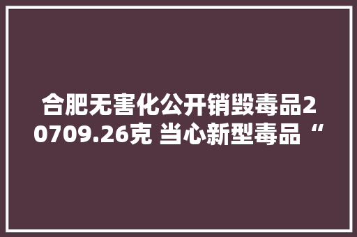 合肥无害化公开销毁毒品20709.26克 当心新型毒品“电子烟”