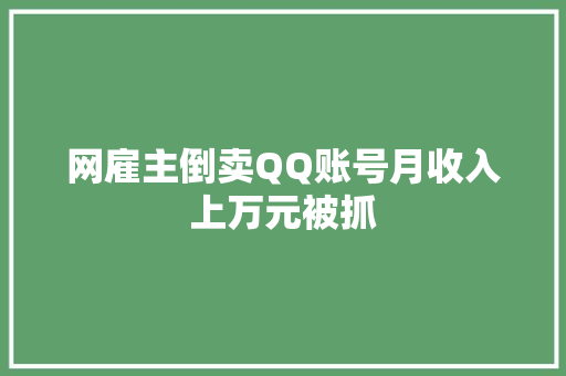 网雇主倒卖QQ账号月收入上万元被抓