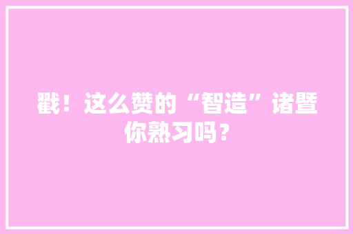 戳！这么赞的“智造”诸暨你熟习吗？