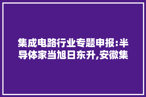集成电路行业专题申报:半导体家当旭日东升,安徽集成电路大年夜有可为