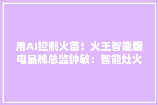用AI控制火苗！火王智能厨电品牌总监钟敏：智能灶火王造