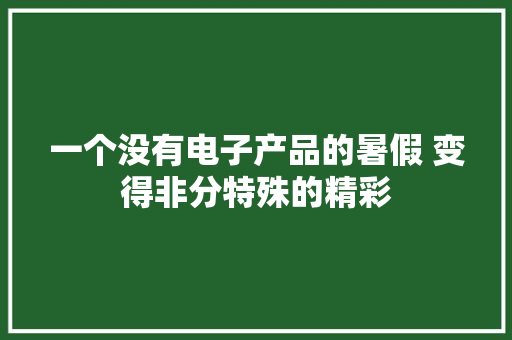一个没有电子产品的暑假 变得非分特殊的精彩
