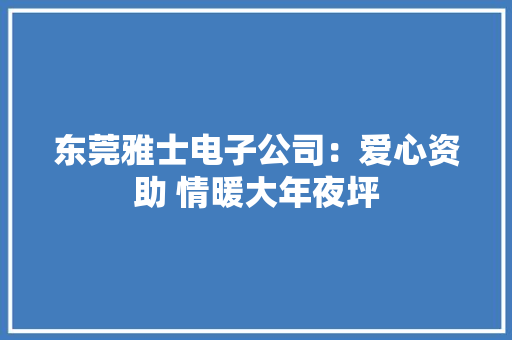 东莞雅士电子公司：爱心资助 情暖大年夜坪 东莞雅士电子公司：爱心资助 情暖大年夜坪 智能家居