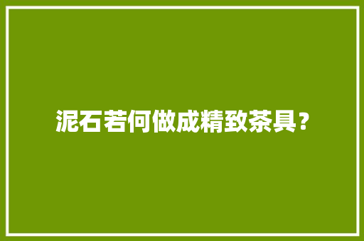 泥石若何做成精致茶具？