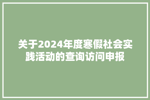 关于2024年度寒假社会实践活动的查询访问申报