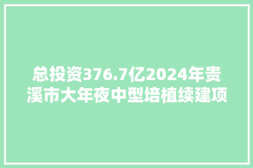总投资376.7亿2024年贵溪市大年夜中型培植续建项目投资计划