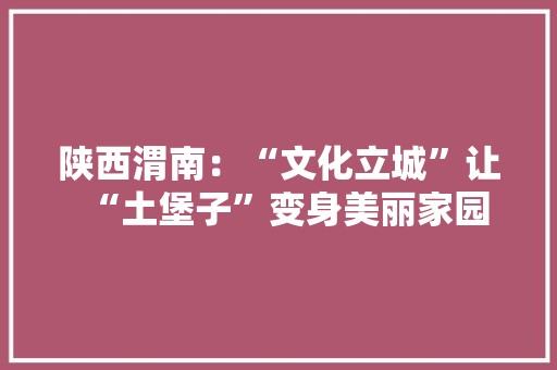 陕西渭南：“文化立城”让“土堡子”变身美丽家园