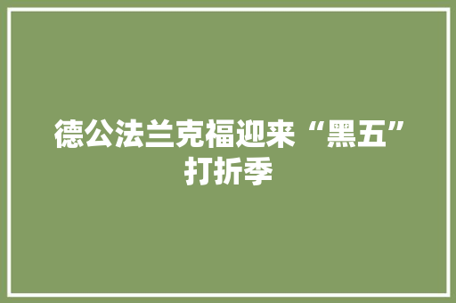 德公法兰克福迎来“黑五”打折季