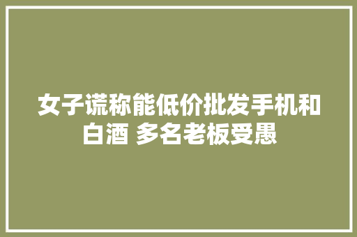 女子谎称能低价批发手机和白酒 多名老板受愚