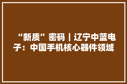 “新质”密码｜辽宁中蓝电子：中国手机核心器件领域“领跑者” “新质”密码｜辽宁中蓝电子：中国手机核心器件领域“领跑者” 互联通信