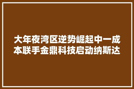 大年夜湾区逆势崛起中一成本联手金鼎科技启动纳斯达克IPO上市