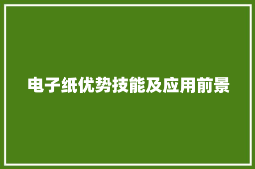 电子纸优势技能及应用前景