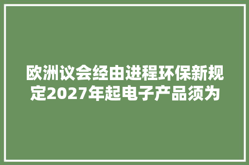 欧洲议会经由进程环保新规定2027年起电子产品须为“易于拆卸和更换的电池”设计