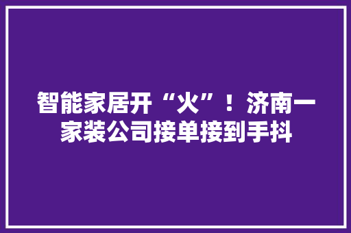 智能家居开“火”！济南一家装公司接单接到手抖