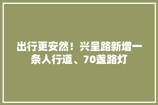 出行更安然！兴呈路新增一条人行道、70盏路灯