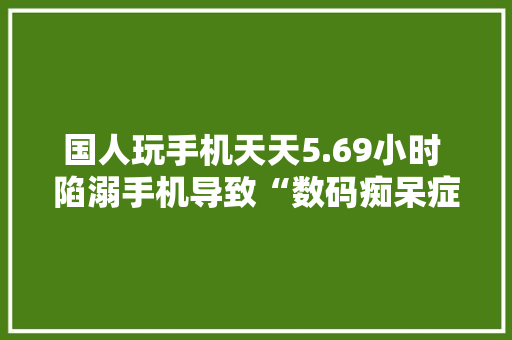 国人玩手机天天5.69小时 陷溺手机导致“数码痴呆症” 国人玩手机天天5.69小时 陷溺手机导致“数码痴呆症” 互联通信