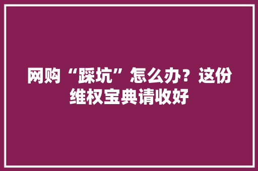 网购“踩坑”怎么办？这份维权宝典请收好 网购“踩坑”怎么办？这份维权宝典请收好 人工智能